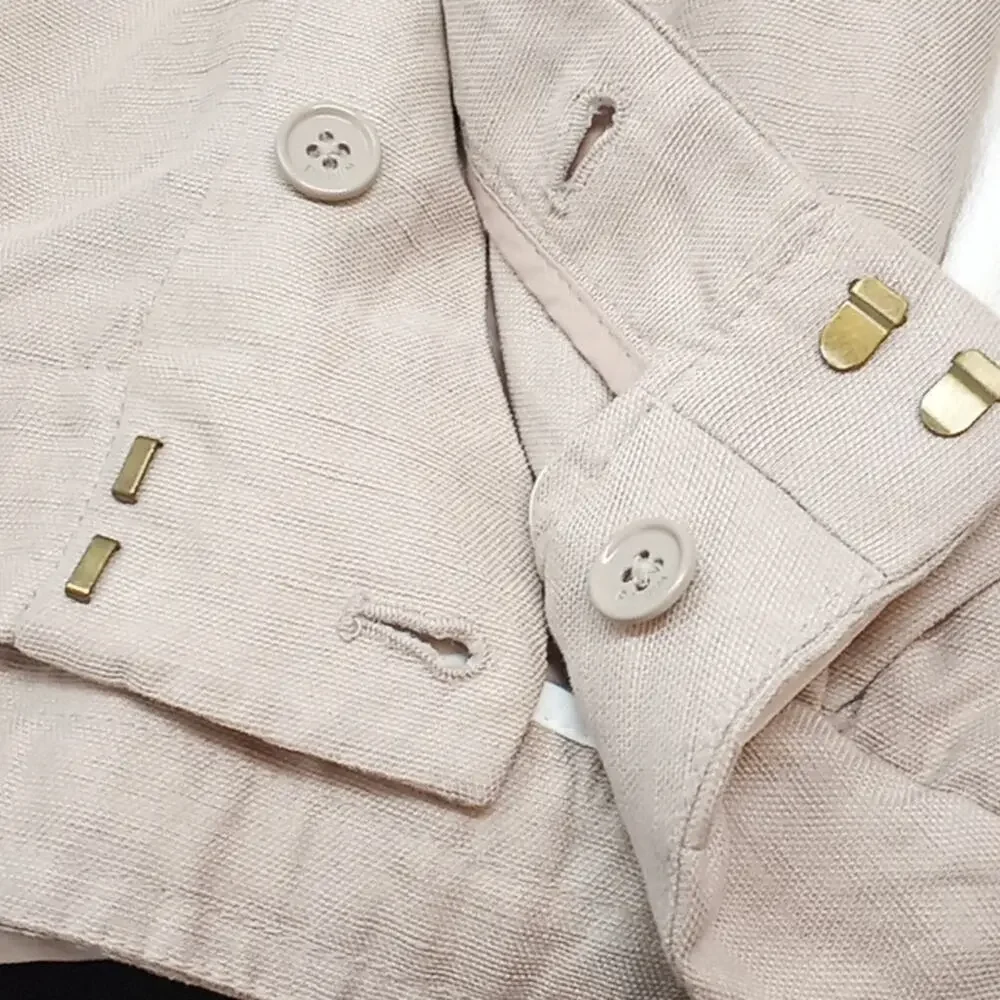 Wilfred Women's Light Brown Cropped Linen Blend Rolled Cuff Hem Pants Size 8